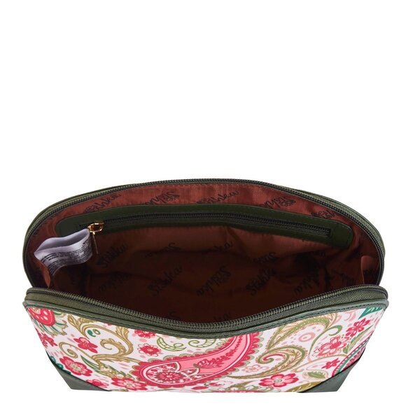 Paisley Print Fabric Cosmetic Pouch Bag for Women, Travel Case with Leather trim - Picture 5 of 8